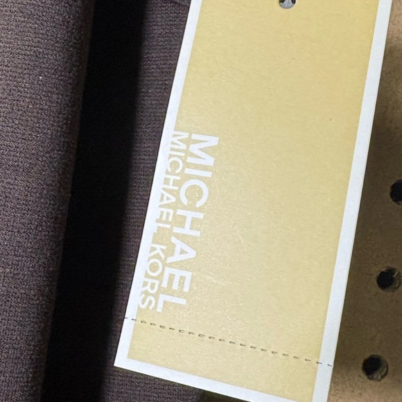 Michael Kors Chocolate Stretch Ponte Sleeveless Dress Gold Beads Size 10 NWT - Picture 6 of 7